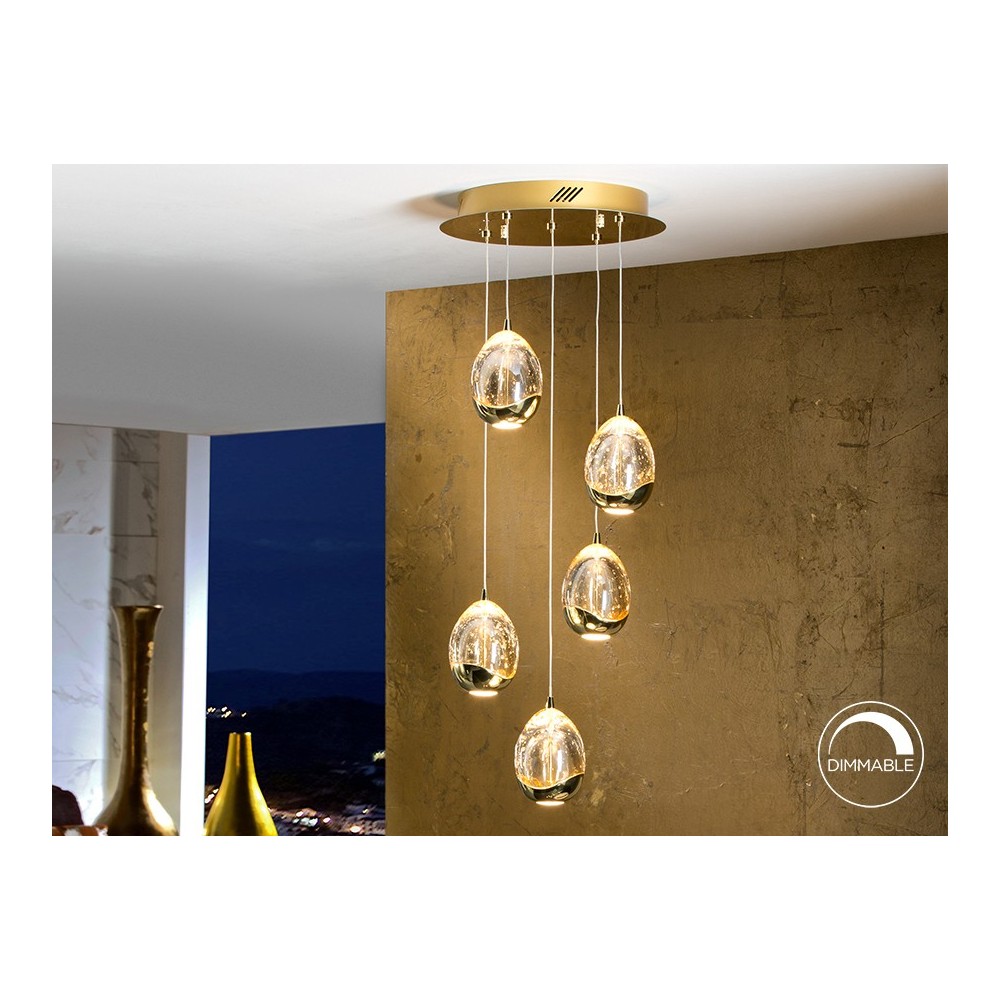 LAMPARA Ø30 ·ROCIO· 5 LED ORO