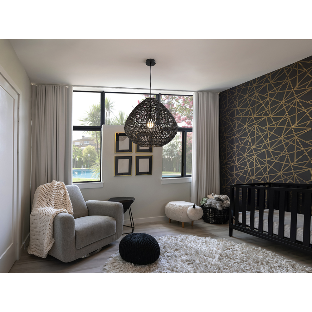 MAON- LAMPARA PAPEL TRENZADO NEGRO