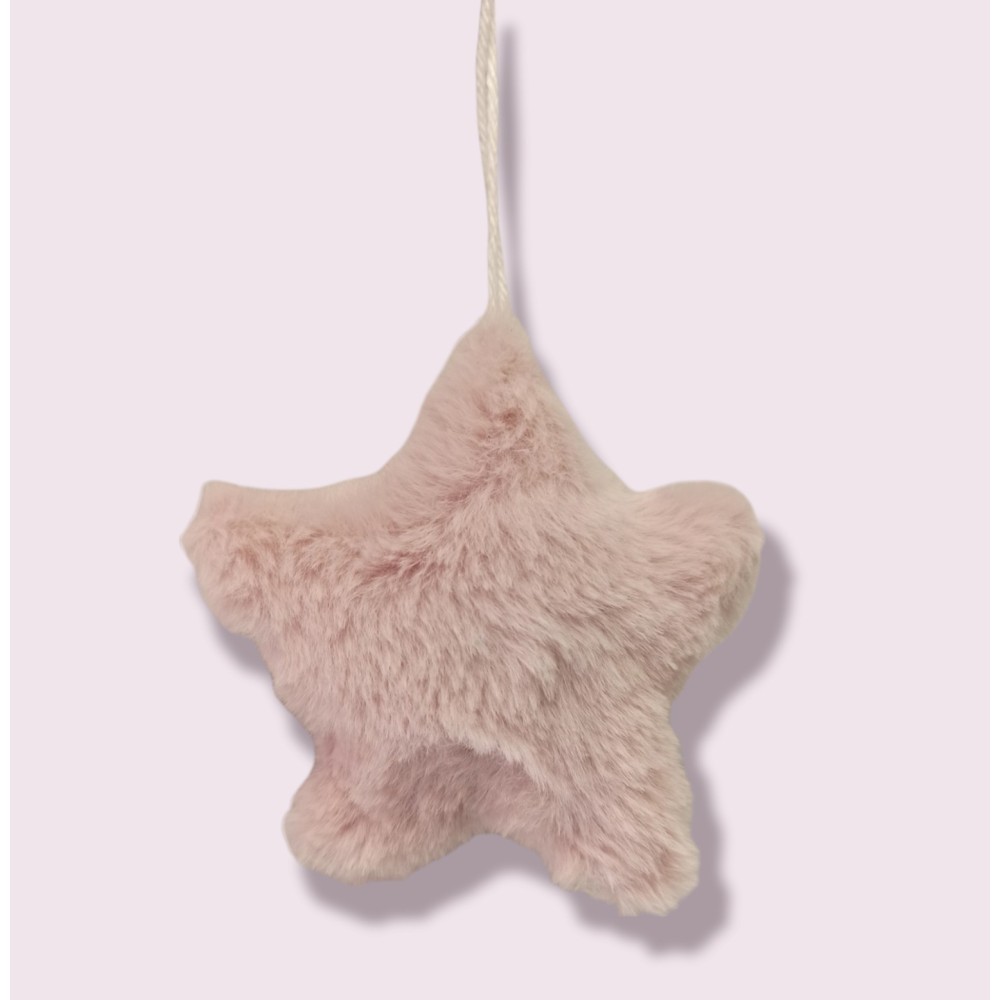 Colgante estrella peluche rosa empolvado