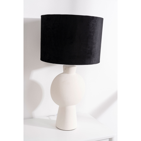 LÃMPARA CERÃMICA GRANDE 63*33 CM, BOLA BLANCA, PANTALLA NEGRA