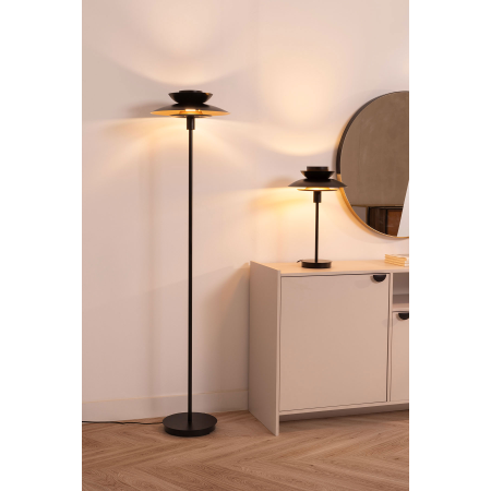 LÃMPARA SOBREMESA DINA. NEGRO MATE, INTERIOR DORADO.