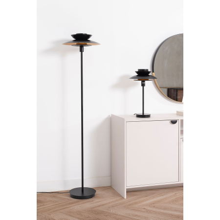 LÃMPARA SOBREMESA DINA. NEGRO MATE, INTERIOR DORADO.