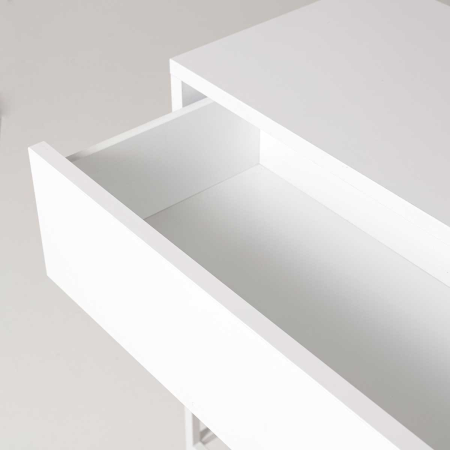 COMODA PUSH 4 CAJONES. MELAMINA 19mm BLANCO NIEVE  (PATAS METAL  BLANCO)