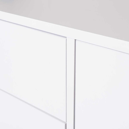 APARADOR PUSH 2 PUERTAS + 3 CAJONES. MELANINA 19mm BLANCO NIEVE  (PATAS METAL BLANCO)