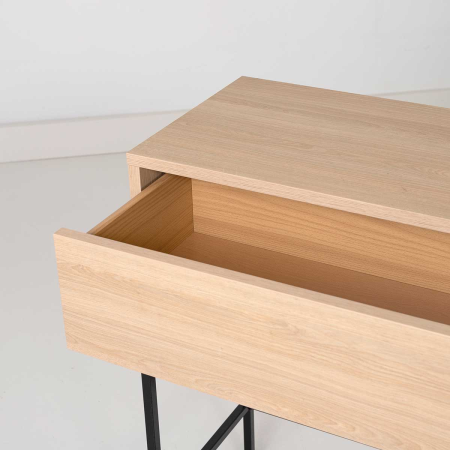 CONSOLA PUSH 1 CAJÃN. MELAMINA ROBLE 19mm (PATAS METAL NEGRO)