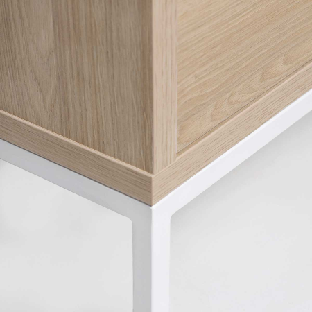 CONSOLA PUSH 1 CAJÃN. MELAMINA ROBLE 19mm (PATAS METAL BLANCO)