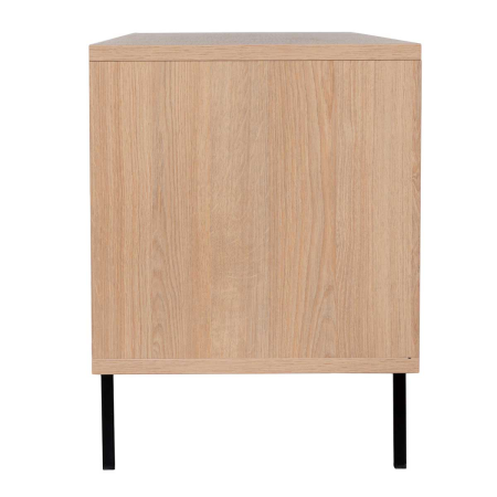 MUEBLE TV 2 PUERTAS + 2 HUECOS. MELAMINA ROBLE 19mm (BASE METAL NEGRO)