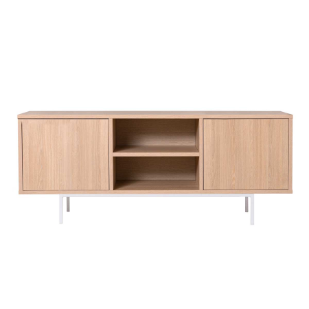 MUEBLE TV 2 PUERTAS + 2 HUECOS. MELAMINA ROBLE 19mm (BASE METALBLANCO)