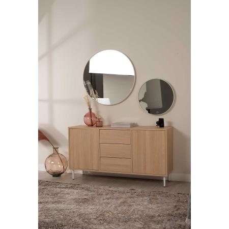 APARADOR PUSH 2 PUERTAS + 3 CAJONES. MELAMINA ROBLE 19mm (4 PATAS MADERA 15 cm BLANCO)