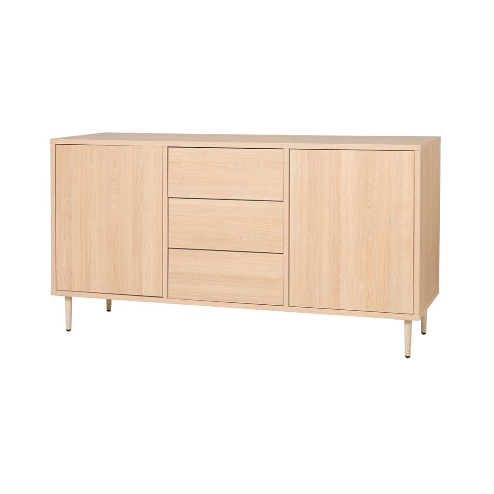 APARADOR PUSH 2 PUERTAS + 3 CAJONES. MELAMINA ROBLE 19mm (4 PATAS MADERA 15 cm ROBLE)