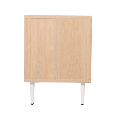 MUEBLE TV 2 PUERTAS + 2 HUECOS. MELAMINA ROBLE 19mm (4 PATAS MADERA 15 cm BLANCO)