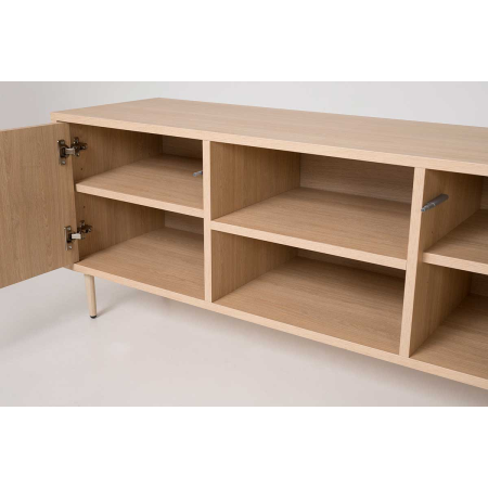 MUEBLE TV 2 PUERTAS + 2 HUECOS. MELAMINA ROBLE 19mm (4 PATAS MADERA 15 cm ROBLE)