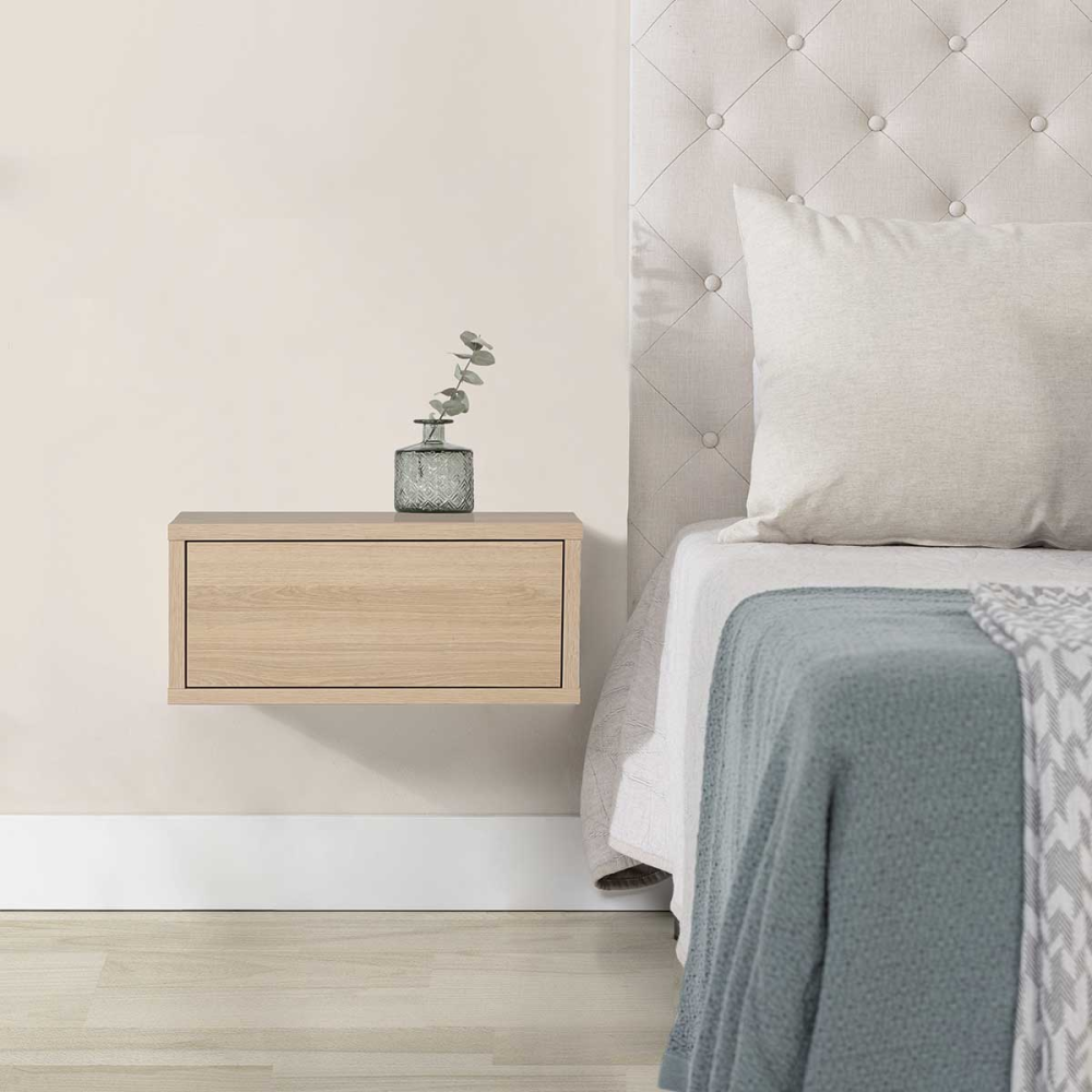 MESITA PUSH 1 CAJÃN. MELAMINA ROBLE 19mm (PARA COLGAR EN LA PARED)