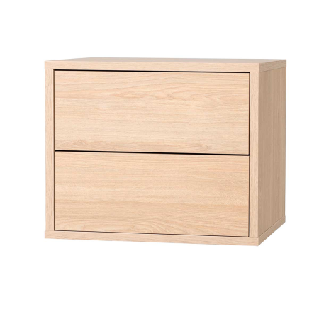 MESITA PUSH 2 CAJONES. MELAMINA ROBLE 19mm (PARA COLGAR EN LA PARED)