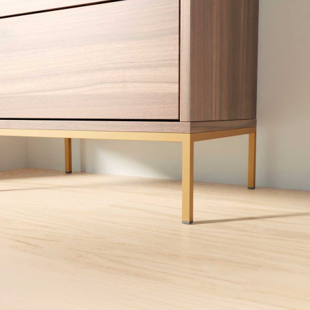 SINFONIER PUSH 5 CAJONES. MELAMINA NOGAL CANALETO 19mm (PATAS FORJA BLANCO, NEGRO u ORO)