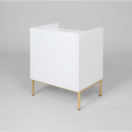 MESITA 2 CAJONES. MELAMINA 19 mm. BLANCO NIEVE. GUIA FRENO CON EXTRACCIÃN TOTAL. (PATAS METALICAS)