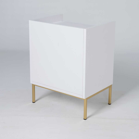 MESITA 2 CAJONES. MELAMINA 19 mm. BLANCO NIEVE. GUIA FRENO CON EXTRACCIÃN TOTAL. (PATAS METALICAS)