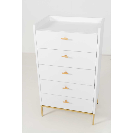 SINFONIER 5 CAJONES. MELAMINA 19 mm. BLANCO NIEVE. GUIA DE FRENO CON EXTRACCIÃN TOTAL.  (PATAS METALICAS)