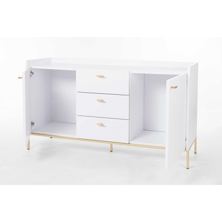 APARADOR 2 PUERTAS y 3 CAJONES. MELAMINA 19 mm. BLANCO NIEVE. GUIA DE FRENO CON EXTRACCIÃN TOTAL.  (PATAS METALICAS)