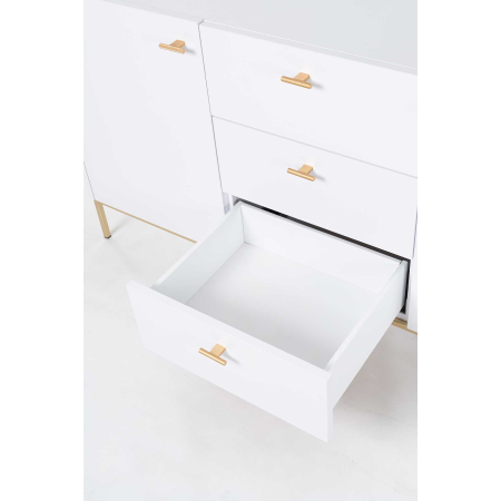 APARADOR 2 PUERTAS y 3 CAJONES. MELAMINA 19 mm. BLANCO NIEVE. GUIA DE FRENO CON EXTRACCIÃN TOTAL.  (PATAS METALICAS)