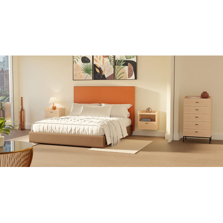 MESITA 2 CAJONES. MELAMINA 19 mm ROBLE. GUIA FRENO CON EXTRACCIÃN TOTAL.  (PARA COLGAR EN PARED)