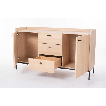 APARADOR 2 PUERTAS y 3 CAJONES. MELAMINA 19 mm ROBLE. GUIA DE FRENO CON EXTRACCIÃN TOTAL.  (PATAS METALICAS)