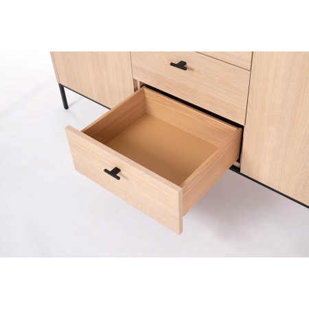 APARADOR 2 PUERTAS y 3 CAJONES. MELAMINA 19 mm ROBLE. GUIA DE FRENO CON EXTRACCIÃN TOTAL.  (PATAS METALICAS)