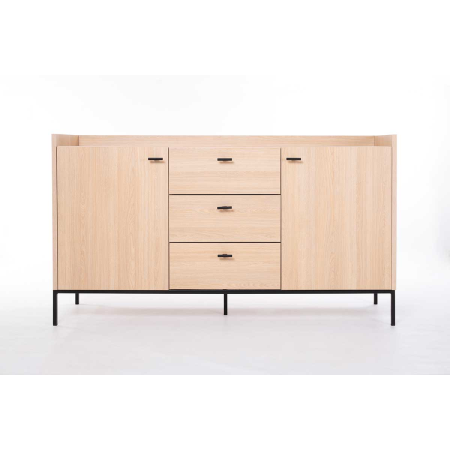 APARADOR 2 PUERTAS y 3 CAJONES. MELAMINA 19 mm ROBLE. GUIA DE FRENO CON EXTRACCIÃN TOTAL.  (PATAS METALICAS)