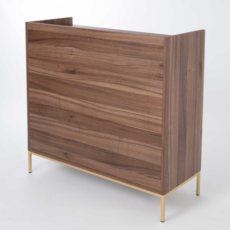 COMODA 4 CAJONES. MELAMINA 19 mm NOGAL EMPERADOR. GUIA FRENO CON EXTRACCIÃN TOTAL.  (PATAS METALICAS)