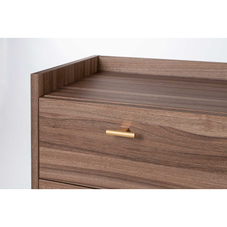 COMODA 4 CAJONES. MELAMINA 19 mm NOGAL EMPERADOR. GUIA FRENO CON EXTRACCIÃN TOTAL.  (PATAS METALICAS)