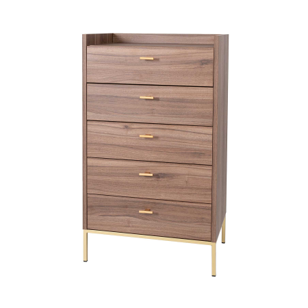 SINFONIER 5 CAJONES. MELAMINA 19 mm NOGAL EMPERADOR.  GUIA DE FRENO CON EXTRACCIÃN TOTAL.  (PATAS METALICAS)