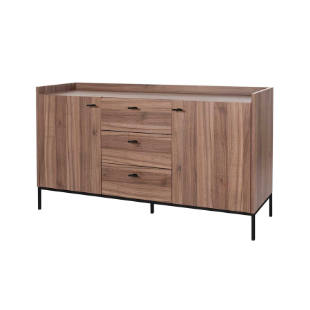 APARADOR 2 PUERTAS y 3 CAJONES.MELAMINA 19 mm NOGAL EMPERADOR. . GUIA DE FRENO CON EXTRACCIÃN TOTAL.  (PATAS METALICAS)