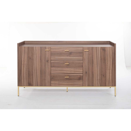 APARADOR 2 PUERTAS y 3 CAJONES.MELAMINA 19 mm NOGAL EMPERADOR. . GUIA DE FRENO CON EXTRACCIÃN TOTAL.  (PATAS METALICAS)