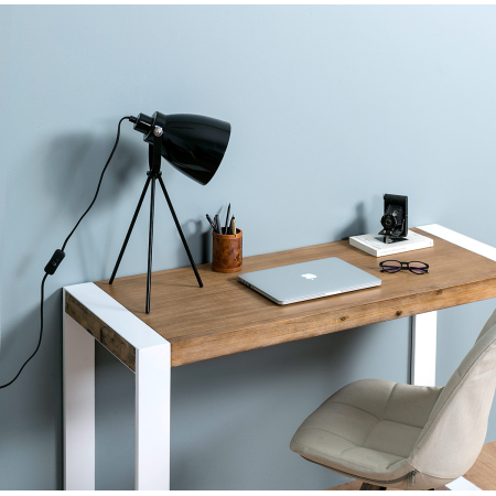 LÁMPARA SOBREMESA TRÍPODE METAL NEGRO. 49*25*25 cm