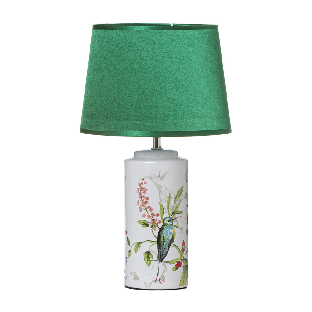 LÁMPARA CERÁMICA CON PANTALLA VERDE 43x24x24 cm