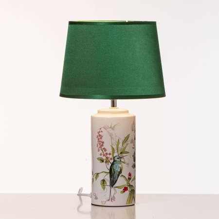 LÁMPARA CERÁMICA CON PANTALLA VERDE 43x24x24 cm