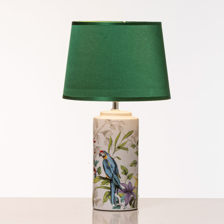 LÁMPARA CERÁMICA CON PANTALLA VERDE 43x24x24 cm