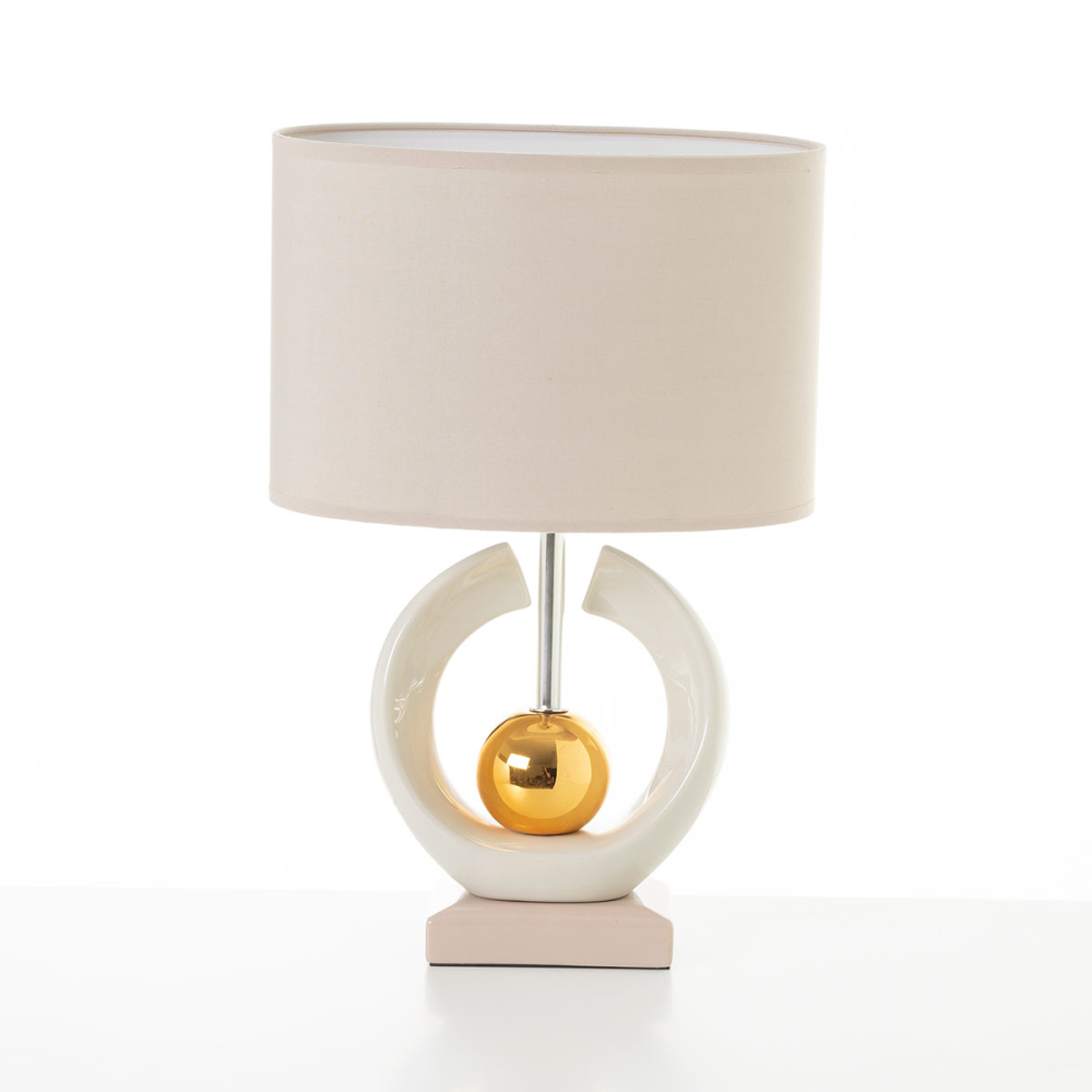 LÁMPARA DE CERÁMICA CON PANTALLA BLANCA 42*26*26 CM