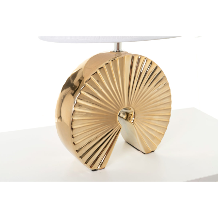 LÁMPARA CERÁMICA DORADA PANTALLA BLANCA 55*33*33 CM