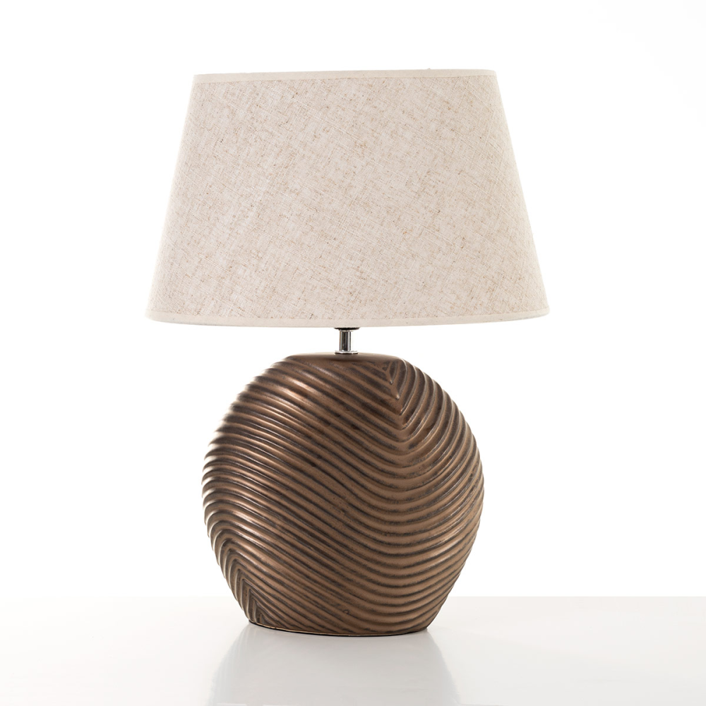 LÁMPARA CERÁMICA PANTALLA BEIGE  48*33*33 CM