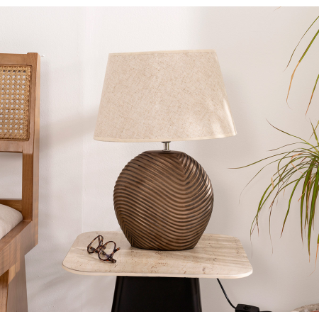 LÁMPARA CERÁMICA PANTALLA BEIGE  48*33*33 CM