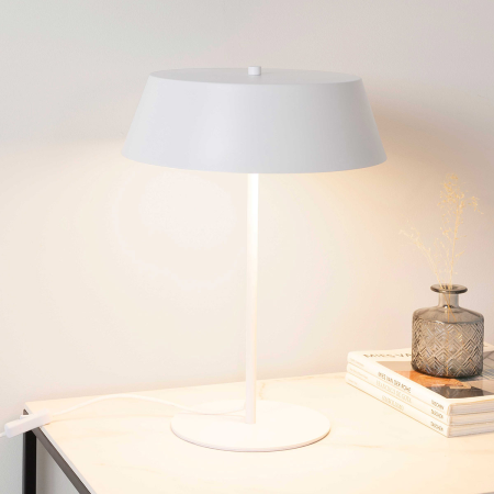 LÁMPARA DE SOBREMESA DE METAL BLANCO 32,5*32,5*46 CM