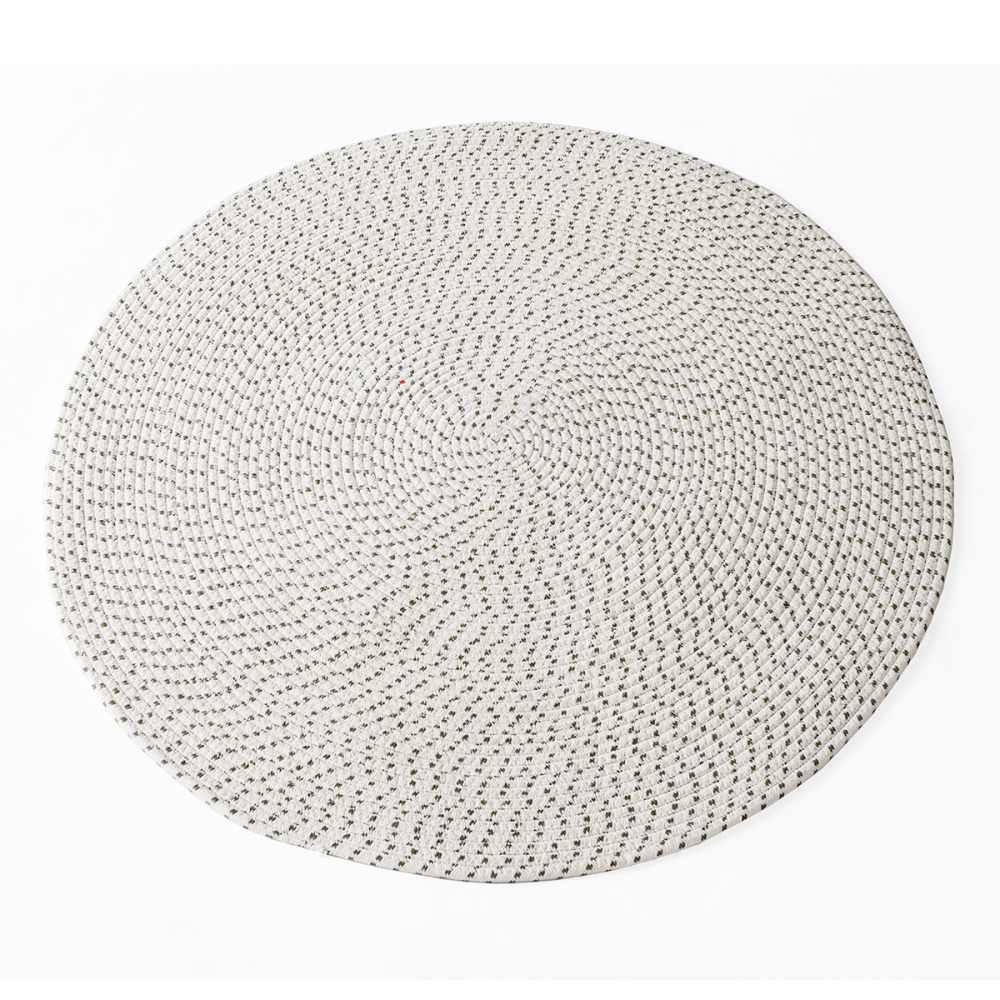 ALFOMBRA ALGODÓN DETALLES NEGROS. 120 cm diametro