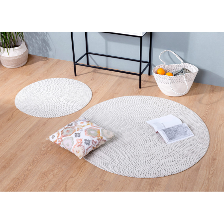 ALFOMBRA ALGODÓN DETALLES NEGROS. 120 cm diametro