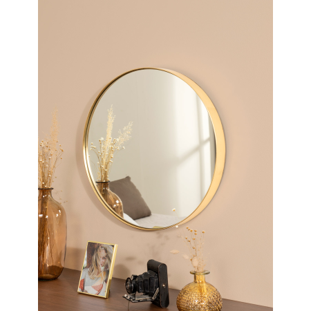 ESPEJO REDONDO DORADO. 51*51*4 cm