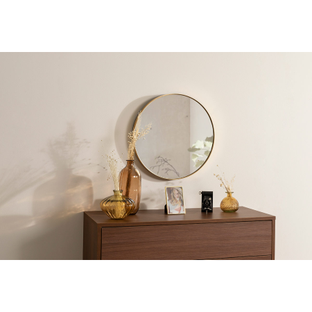 ESPEJO REDONDO DORADO. 51*51*4 cm