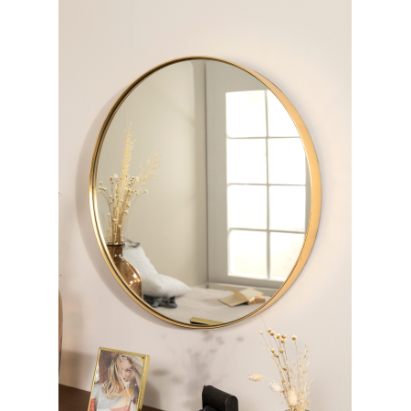 ESPEJO REDONDO DORADO. 51*51*4 cm