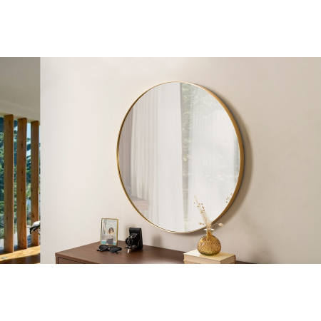 ESPEJO REDONDO DORADO. 81*81*4 cm