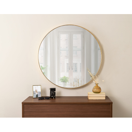 ESPEJO REDONDO DORADO. 81*81*4 cm