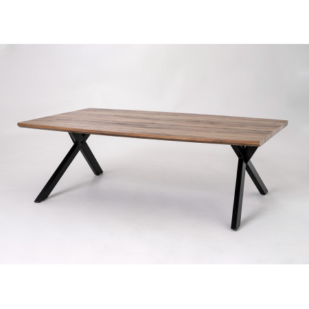 MESA CENTRO INDUSTRIAL PATAS METAL NEGRO Y TAPA MADERA. 120*80*40 cm